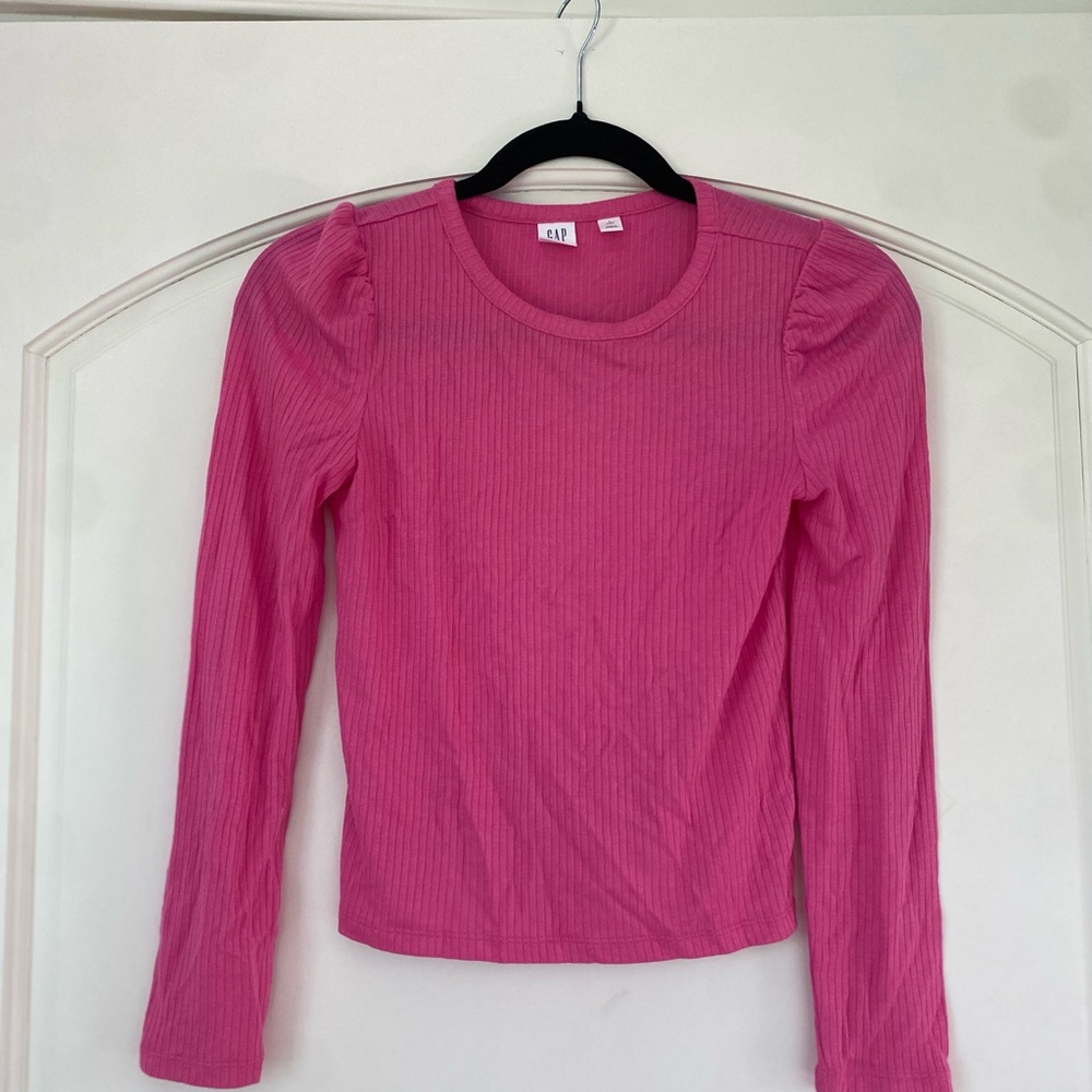 GAP Girls Pink Ribbed Long Sleeve Top